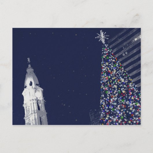カスタマイズ可能な文字でフィラデルフィアのクリスマス シーズンポストカード (正面)