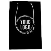 カスタマイズ可能な文字とアップロードしたロゴまたはイメージ ミディアムペーパーバッグ (正面)