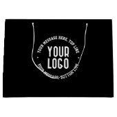 カスタマイズ可能な文字とアップロードしたロゴまたはイメージ ラージペーパーバッグ (正面)