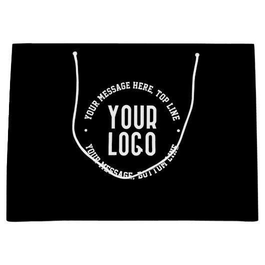 カスタマイズ可能な文字とアップロードしたロゴまたはイメージ ラージペーパーバッグ (正面)