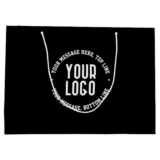 カスタマイズ可能な文字とアップロードしたロゴまたはイメージ ラージペーパーバッグ (裏面)