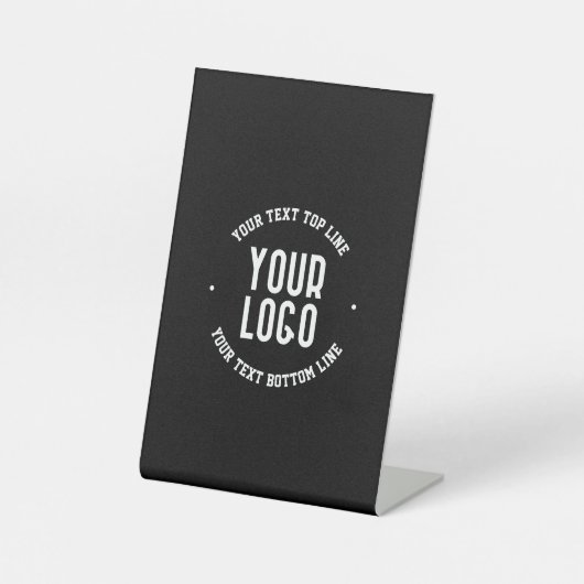 カスタマイズ可能な文字とアップロードしたロゴまたはイメージ 台座サイン (正面)