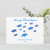 カスタマイズ可能な文字とブルーメリークリスマススター (スタンド正面)