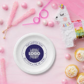 カスタマイズ可能な文字とロゴ | 濃い青の紫 ペーパープレート (パーティー)