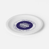 カスタマイズ可能な文字とロゴ | 濃い青の紫 ペーパープレート (アングル)