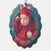 カスタマイズ可能な文字と写真エレガントメリークリスマス オーナメントカード (左)