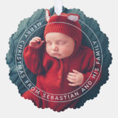 カスタマイズ可能な文字と写真エレガントメリークリスマス オーナメントカード (正面)