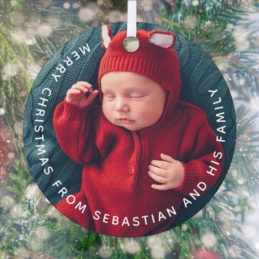 カスタマイズ可能な文字と写真エレガントメリークリスマス メタルオーナメント