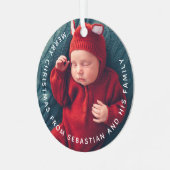 カスタマイズ可能な文字と写真エレガントメリークリスマス メタルオーナメント (正面左)