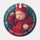 カスタマイズ可能な文字と写真エレガントメリークリスマス メタルオーナメント (正面)