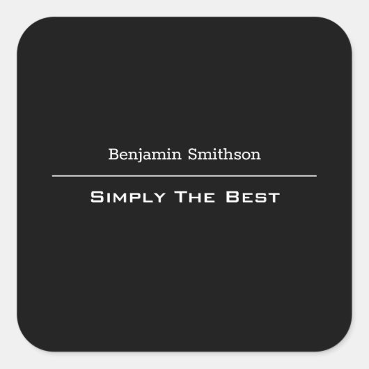 カスタマイズ可能な文字と色の基本白黒 スクエアシール (正面)