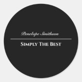 カスタマイズ可能な文字と色の基本白黒 ラウンドシール (正面)