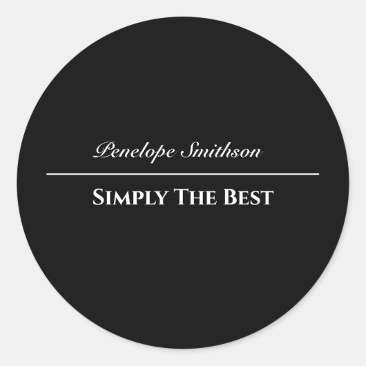 カスタマイズ可能な文字と色の基本白黒 ラウンドシール (正面)