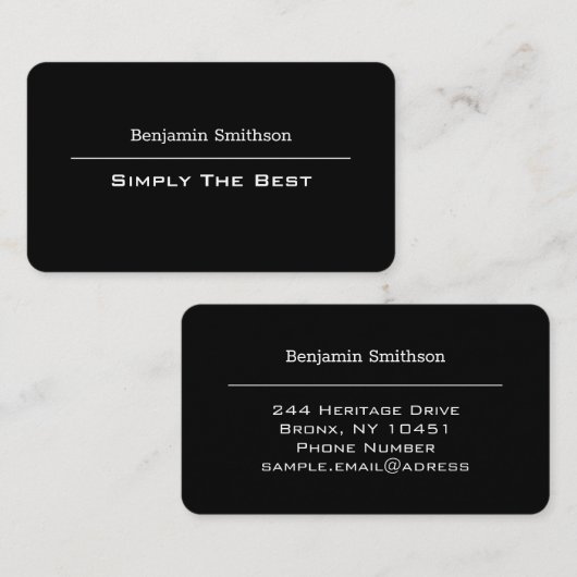 カスタマイズ可能な文字と色の基本白黒 名刺 (正面/裏面)