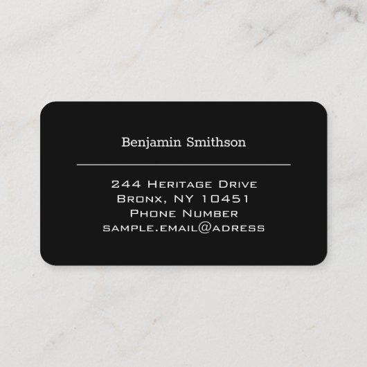 カスタマイズ可能な文字と色の基本白黒 名刺 (裏面)