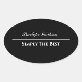 カスタマイズ可能な文字と色の基本白黒 楕円形シール (正面)