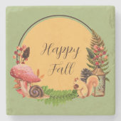 カスタマイズ可能な文字を備えたリスと自然 ストーンコースター (正面)