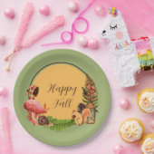 カスタマイズ可能な文字を備えたリスと自然 ペーパープレート (パーティー)