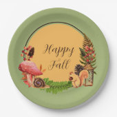 カスタマイズ可能な文字を備えたリスと自然 ペーパープレート (正面)