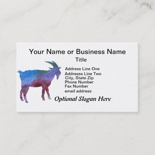 カスタマイズ可能な文字を持つ虹のヤギ 名刺 (正面)