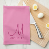 カスタマイズ可能な文字カラーモノグラムイニシャル名 キッチンタオル (四つ折り)