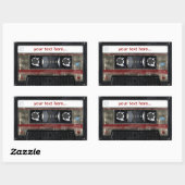 カスタマイズ可能な文字シール付き旧学校カセット 長方形シール (シート)