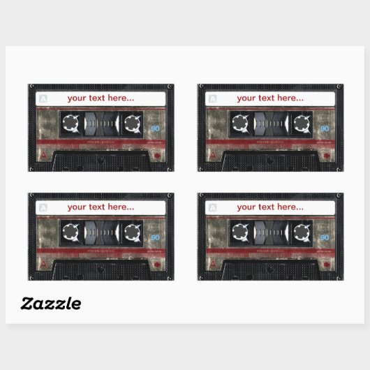 カスタマイズ可能な文字シール付き旧学校カセット 長方形シール (シート)