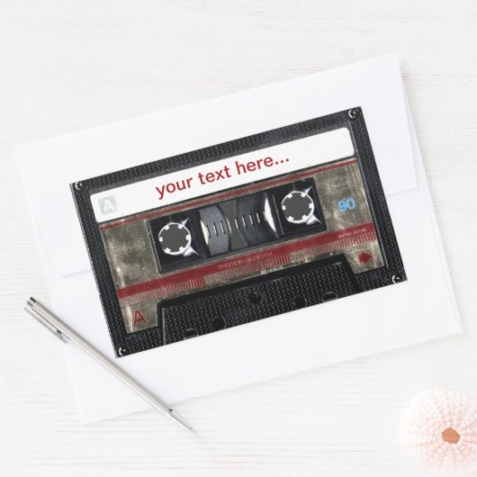 カスタマイズ可能な文字シール付き旧学校カセット 長方形シール (封筒)