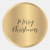 カスタマイズ可能な文字フェイク金ゴールドメリークリスマス ラウンドシール (正面)