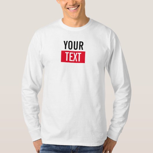 カスタマイズ可能な文字メンモダン長袖ホワイト Tシャツ (正面)