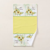 カスタマイズ可能な文字付きひまわり花束 バスタオルセット (ハンドタオル)