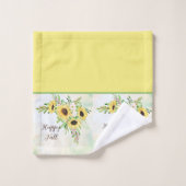 カスタマイズ可能な文字付きひまわり花束 バスタオルセット (ウォッシュタオル)