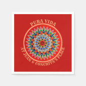 カスタマイズ可能な文字付きコスタリカアート スタンダードカクテルナプキン (正面)