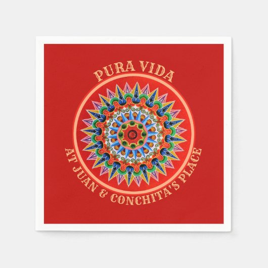 カスタマイズ可能な文字付きコスタリカアート スタンダードカクテルナプキン (正面)