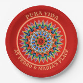 カスタマイズ可能な文字付きコスタリカアート ペーパープレート (正面)