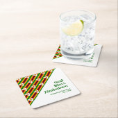 カスタマイズ可能な文字GOD BLESSとジンバブエ国旗 スクエアペーパーコースター (インサイチュ)