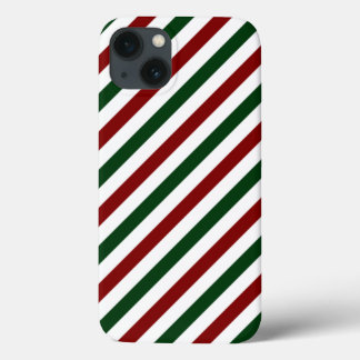 カスタマイズ可能な斜めクリスマスストライプ iPhone 13ケース