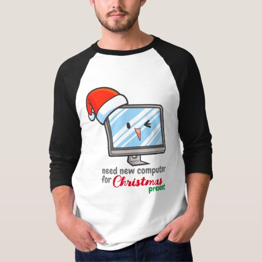 カスタマイズ可能な新しいクリスマスコンピュータ Tシャツ (正面)