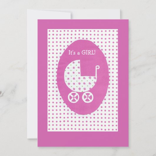 カスタマイズ可能な新生児ガールアナウンスメントカード 案内状 (正面)