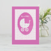 カスタマイズ可能な新生児ガールアナウンスメントカード 案内状 (スタンド正面)
