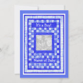 カスタマイズ可能な新生児ボーイ発表写真カード 案内状 (正面)