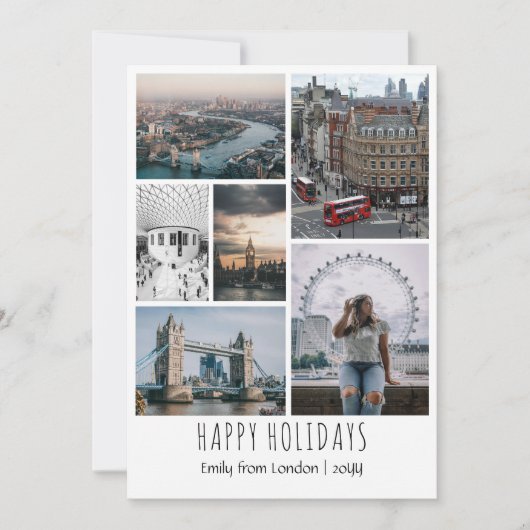 カスタマイズ可能な旅行写真グリッドホリデーカード シーズンカード (正面)