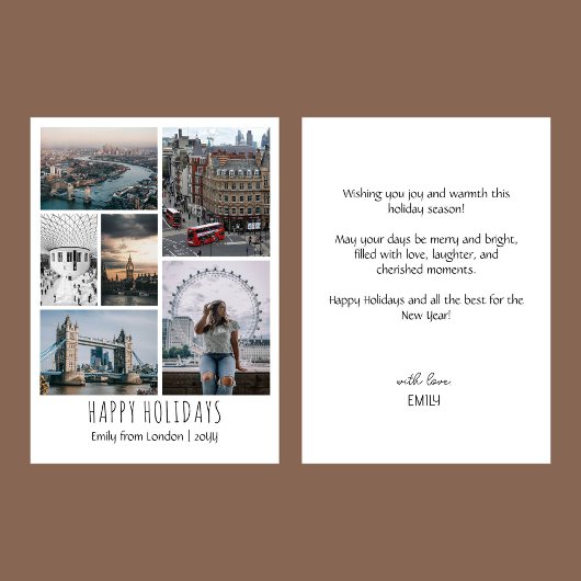 カスタマイズ可能な旅行写真グリッドホリデーカード シーズンカード