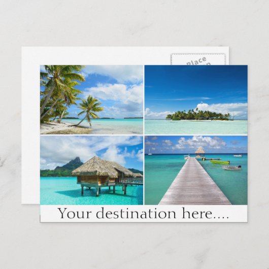 カスタマイズ可能な旅行写真コラージュ葉書 ポストカード (正面/裏面)