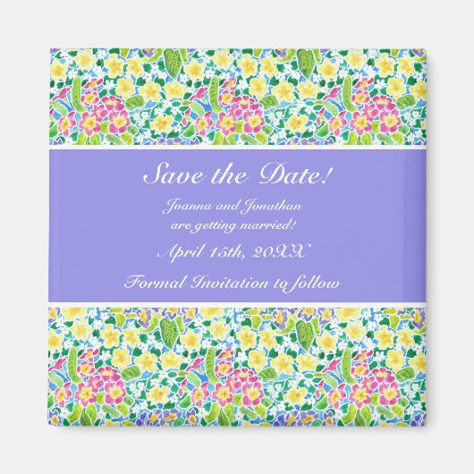 カスタマイズ可能な日付の保存冷蔵庫用マグネットPrimroses マグネット (正面)