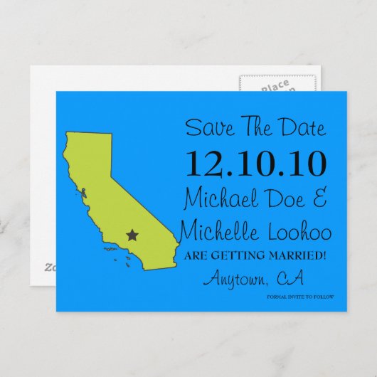 カスタマイズ可能な日付の保存州- CALIFORNIA 案内ポストカード (正面/裏面)