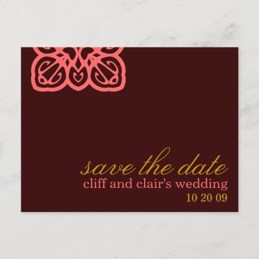 カスタマイズ可能な日付の保存招待状 案内ポストカード (正面)