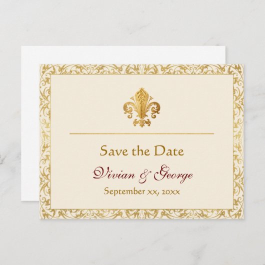 カスタマイズ可能な日付の保存 案内ポストカード (正面/裏面)