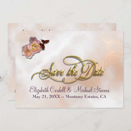 カスタマイズ可能な日付の結婚カードの保存 セーブザデート (正面/裏面)