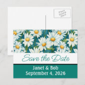 カスタマイズ可能な日付ポストカードの保存ティール（緑がかった色） 案内ポストカード (正面/裏面)